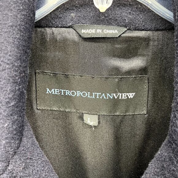 METROPOLITAN VIEW‎ Coat Mens Large Navy Blue - Picture 12 of 16